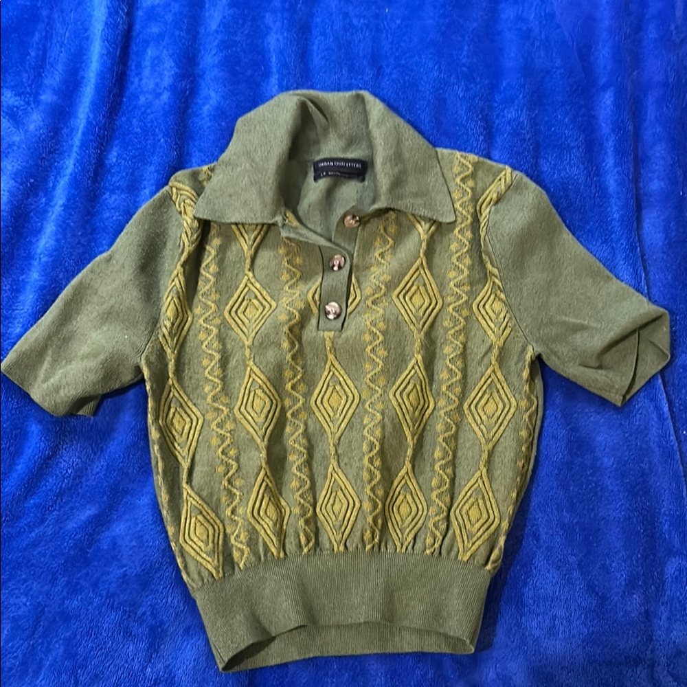 Urban Outfitters Green and Yellow Vintage Knit Sweater